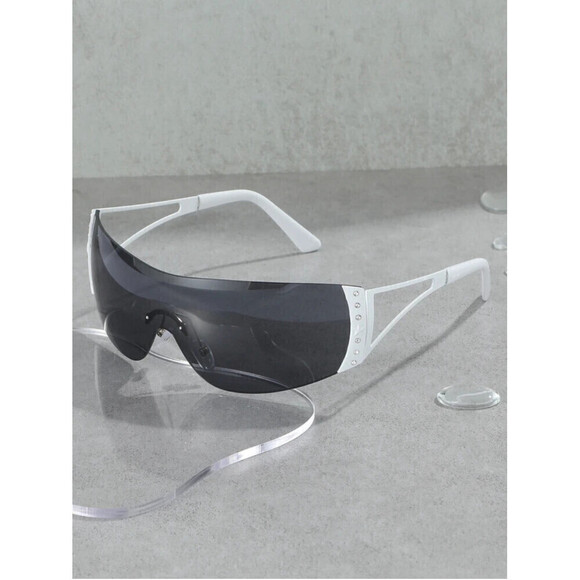 Frameless Large Glasses With White Side Rims - Picture 2 of 8